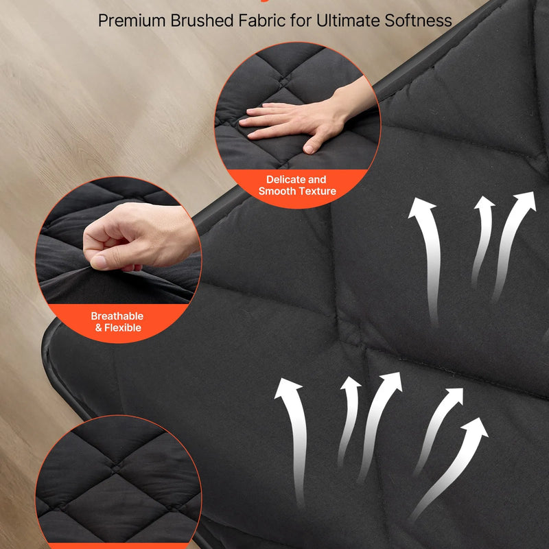VEVOR japāņu tatami matracis 2032 × 991 × 89 mm, salokāms futona matracis ar uzglabāšanas somu un stiprinājumu, 9 slāņu grīdas matracis gulēšanai, kopmītnei, meditācijai un jogai, melns - ZEMLETES.LV