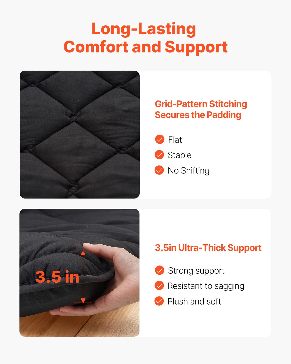 VEVOR japāņu tatami matracis 2032 × 991 × 89 mm, salokāms futona matracis ar uzglabāšanas somu un stiprinājumu, 9 slāņu grīdas matracis gulēšanai, kopmītnei, meditācijai un jogai, melns - ZEMLETES.LV
