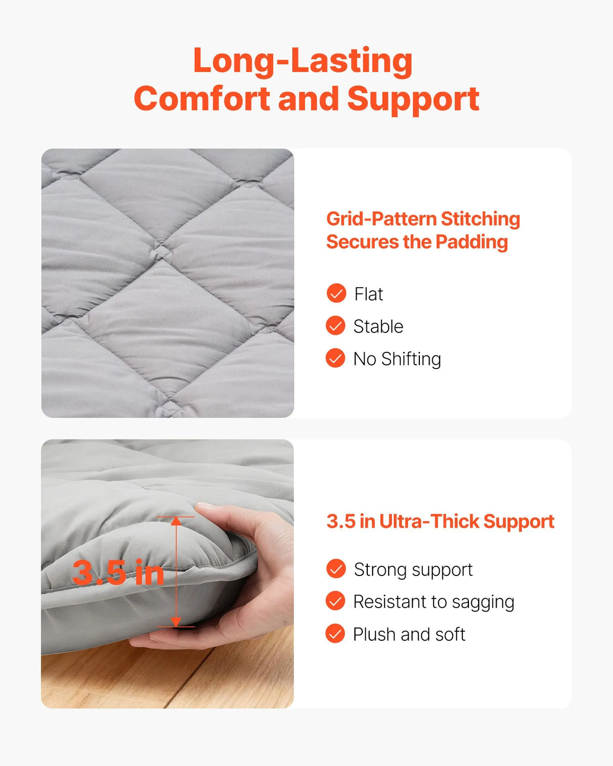 VEVOR salokāms japāņu tatami futona matracis Full izmērs 2032 x 1372 x 89 mm pelēkā krāsā ar uzglabāšanas somu un stiprinājumiem, 9 slāņu grīdas matracis gulēšanai, meditācijai un jogai - ZEMLETES.LV