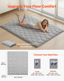 VEVOR salokāms japāņu tatami futona matracis Queen izmērs 2032 x 1524 x 63,5 mm pelēkā krāsā ar uzglabāšanas somu un stiprinājumiem, 9 slāņu grīdas matracis gulēšanai, meditācijai un jogai - ZEMLETES.LV