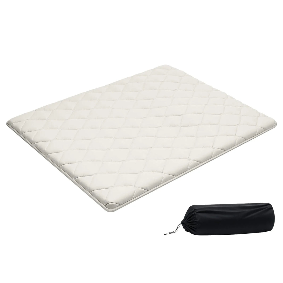 VEVOR japāņu tatami matracis 2032 × 1524 × 63,5 mm, salokāms futona matracis ar uzglabāšanas somu un stiprinājumu, 9 slāņu grīdas matracis gulēšanai, kopmītnei, meditācijai un jogai, balts - ZEMLETES.LV