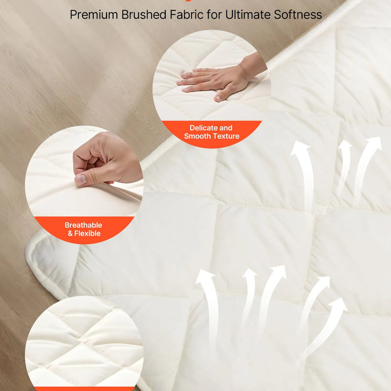 VEVOR japāņu tatami matracis 2032 × 1524 × 63,5 mm, salokāms futona matracis ar uzglabāšanas somu un stiprinājumu, 9 slāņu grīdas matracis gulēšanai, kopmītnei, meditācijai un jogai, balts - ZEMLETES.LV