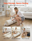 VEVOR japāņu tatami matracis 2032 × 1524 × 63,5 mm, salokāms futona matracis ar uzglabāšanas somu un stiprinājumu, 9 slāņu grīdas matracis gulēšanai, kopmītnei, meditācijai un jogai, balts - ZEMLETES.LV