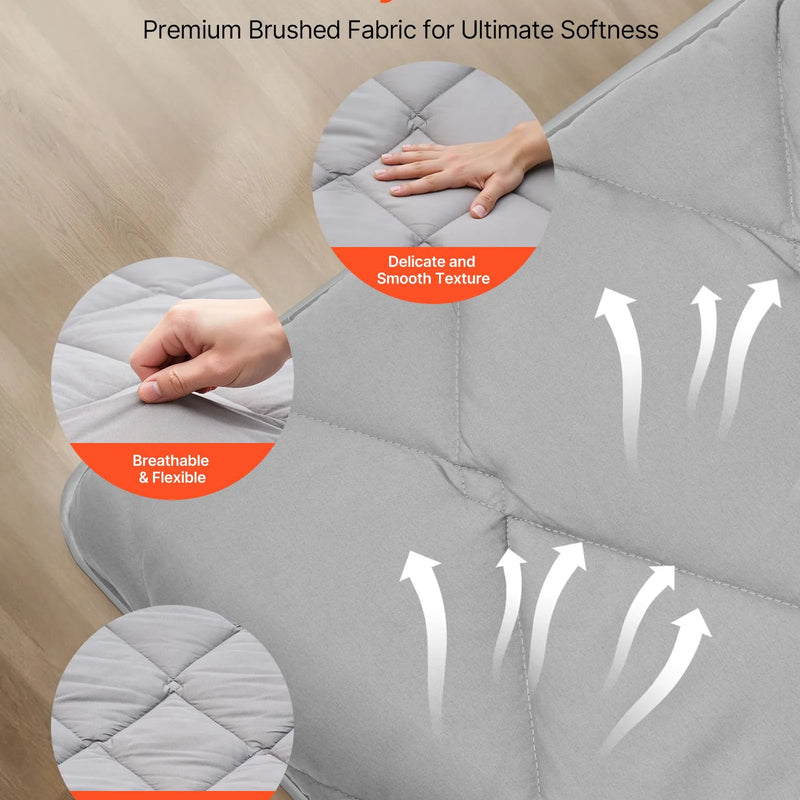 VEVOR salokāms japāņu tatami futona matracis Queen izmērs 2032 x 1524 x 89 mm pelēkā krāsā ar uzglabāšanas somu un stiprinājumiem, 9 slāņu grīdas matracis gulēšanai, meditācijai un jogai - ZEMLETES.LV