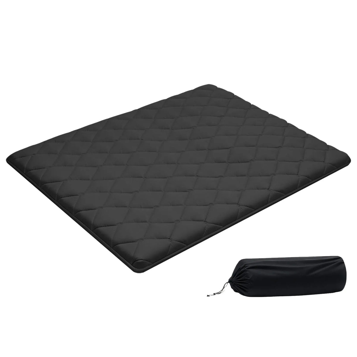VEVOR japāņu tatami matracis 2032 × 1524 × 89 mm, salokāms futona matracis ar uzglabāšanas somu un stiprinājumu, 9 slāņu grīdas matracis gulēšanai, kopmītnei, meditācijai un jogai, melns - ZEMLETES.LV