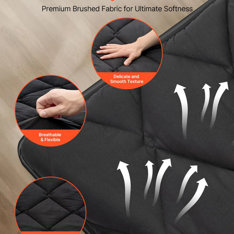 VEVOR japāņu tatami matracis 2032 × 1524 × 89 mm, salokāms futona matracis ar uzglabāšanas somu un stiprinājumu, 9 slāņu grīdas matracis gulēšanai, kopmītnei, meditācijai un jogai, melns - ZEMLETES.LV