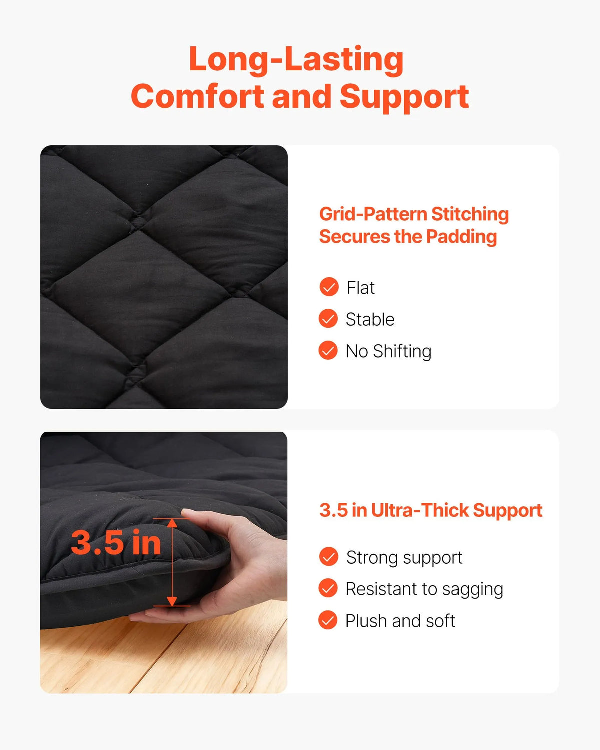 VEVOR japāņu tatami matracis 2032 × 1524 × 89 mm, salokāms futona matracis ar uzglabāšanas somu un stiprinājumu, 9 slāņu grīdas matracis gulēšanai, kopmītnei, meditācijai un jogai, melns - ZEMLETES.LV