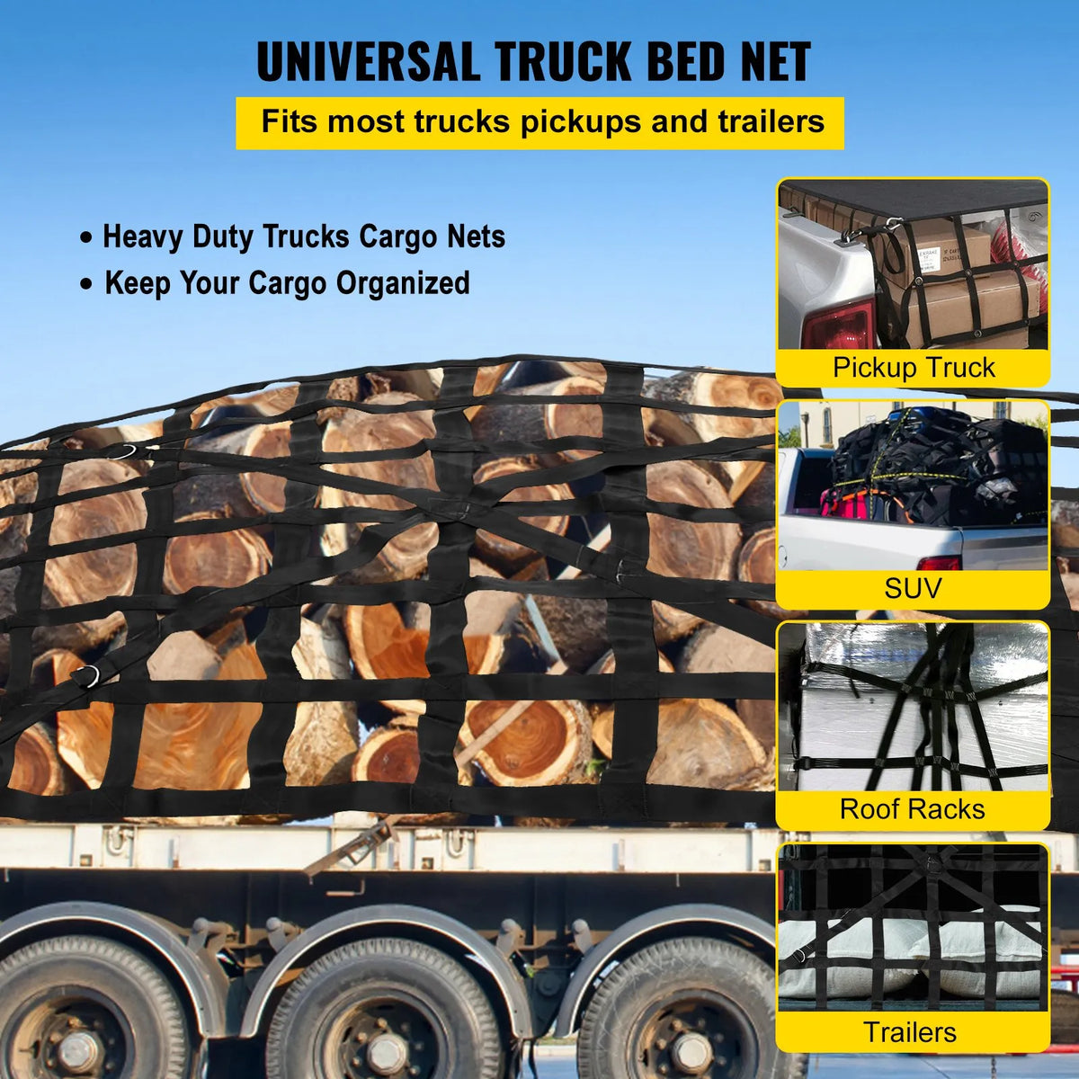 Cargo compartment net with cross strap reinforcement and D-ring hooks