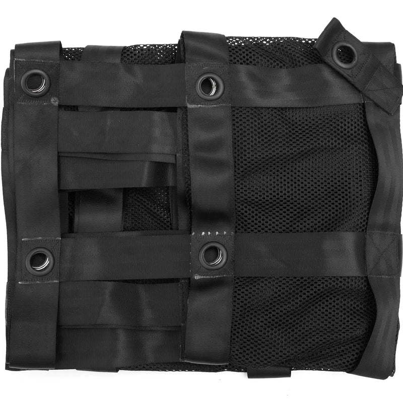 Kravas automašīnas kravas tīkls 2,44 x 2,04 m ar sprūdrata sprādzēm un S-veida āķiem, paredzēts pikapa kravas kastēm, kravnesība līdz 500 kg