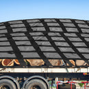 Kravas automašīnas kravas tīkls 2,44 x 2,04 m ar sprūdrata sprādzēm un S-veida āķiem, paredzēts pikapa kravas kastēm, kravnesība līdz 500 kg