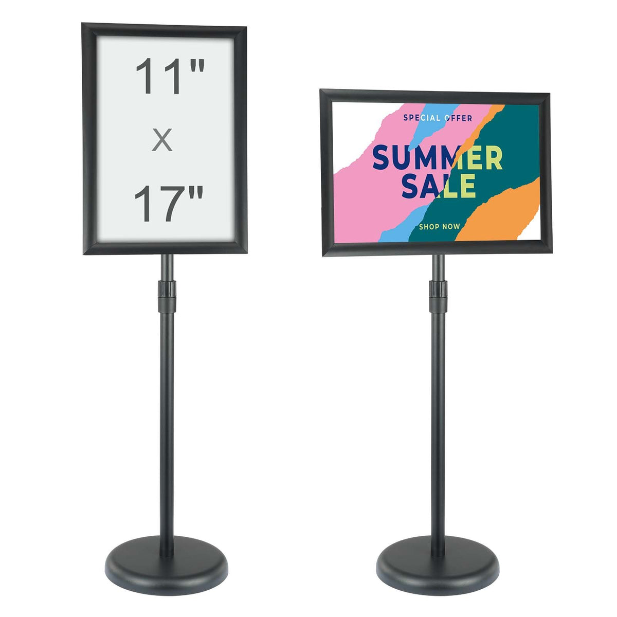 VEVOR Floor Standing Poster Holder 28 × 43 cm, Vertical and Horizontal Adjustable Stand with Round Base, for Advertising and Information Display, Black
