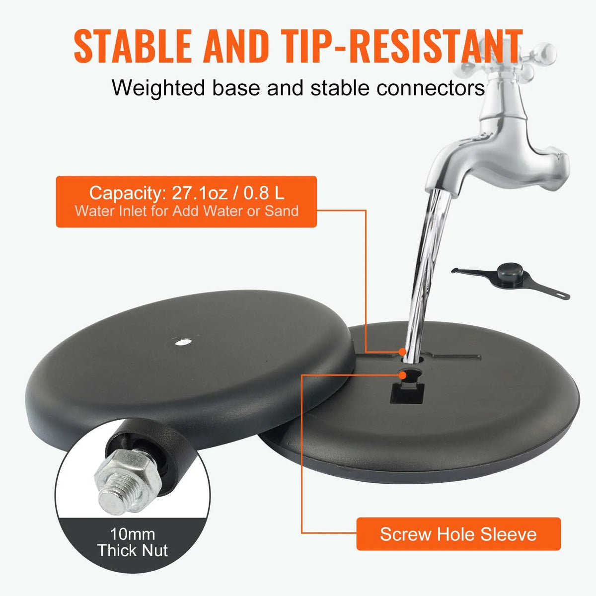 VEVOR Floor Standing Poster Holder 28 × 43 cm, Vertical and Horizontal Adjustable Stand with Round Base, for Advertising and Information Display, Black