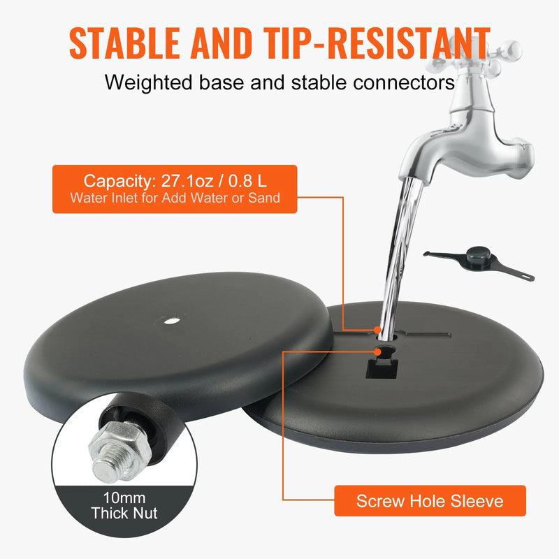 VEVOR grīdas plakātu statīvs ar pamatni, regulējams A4 formātam (vertikāli un horizontāli), izturīgs reklāmas un informācijas turētājs ar apaļu pamatni, melns