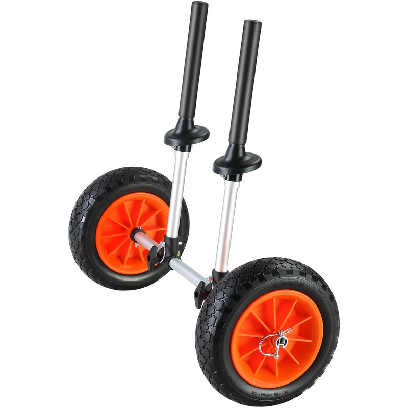 VEVOR smagās slodzes kajaka rati, kravnesība 127 kg, noņemami, ar 254 mm pilnriepu riteņiem, regulējams platums un augšējā putu aizsardzība, piemēroti kajakiem ar notekcaurumiem no 2,54 mm un lielākiem