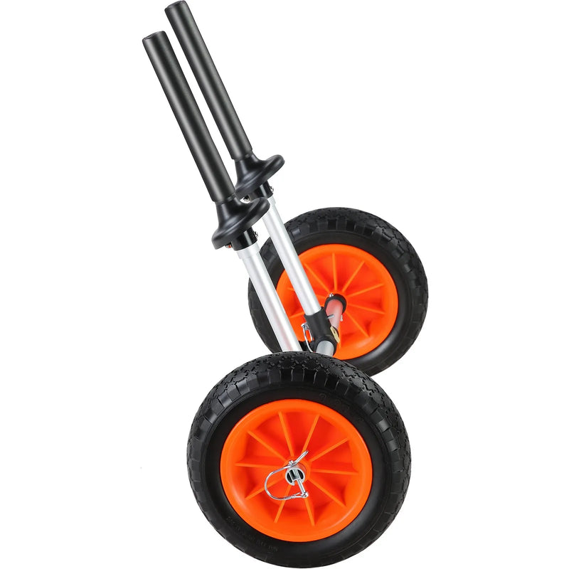 VEVOR smagās slodzes kajaka rati, kravnesība 127 kg, noņemami, ar 254 mm pilnriepu riteņiem, regulējams platums un augšējā putu aizsardzība, piemēroti kajakiem ar notekcaurumiem no 2,54 mm un lielākiem