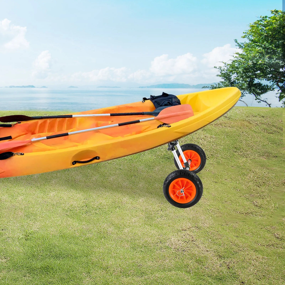 VEVOR Heavy-Duty Kayak Cart, 127 kg Load Capacity, Removable, with 254 mm Solid Tyres, Adjustable Width and Top Foam Protection, Suitable for Kayaks with Drain Holes 2.54 mm and Larger