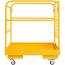 VEVOR drošības platforma iekrāvējam, 544,3 kg kravnesība, 91,4 x 91,4 cm salokāma darba platforma ar bloķējamiem grozāmiem riteņiem, drenāžas atveri un drošības ķēdi, paredzēta 1–2 personām darbam augstumā