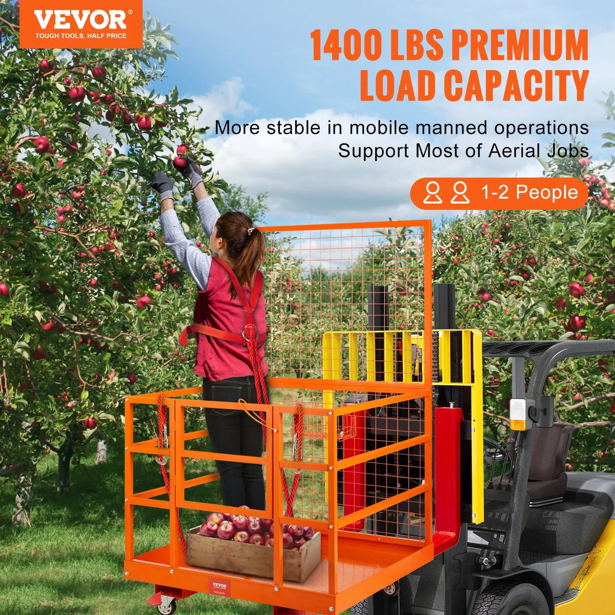 VEVORi laaduri ohutu tööplatvorm mõõtmetega 109 × 114,3 cm, ratastega, kandevõime 635 kg, kõrgustööks