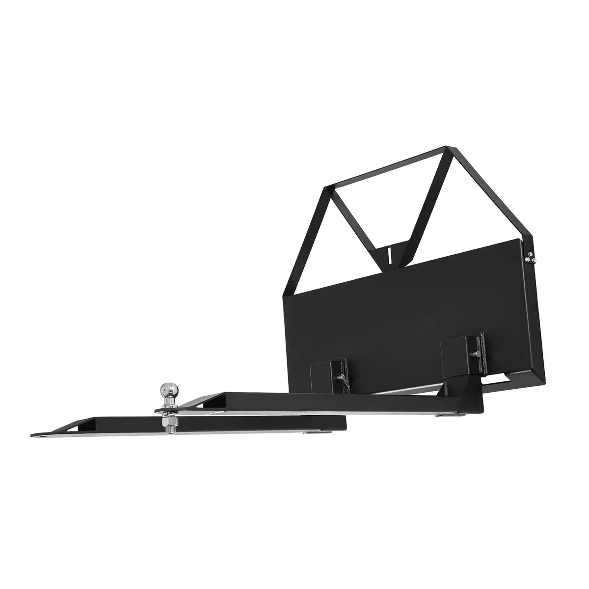 Mini loader pallet forks with 1179 kg lifting capacity, 122 cm fork tines, 47.6 mm ball hitch coupling and quick attachment for mini loaders and tractors