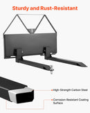 Mini iekrāvēja palešu dakšas ar 1179 kg celtspēju, 122 cm dakšu lāpstiņām, 47,6 mm lodveida piekabes savienojumu un ātro stiprinājumu mini iekrāvējiem un traktoriem