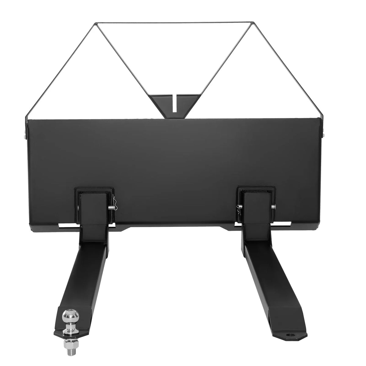 Mini loader pallet forks with 1179 kg lifting capacity, 122 cm fork tines, 47.6 mm ball hitch coupling and quick attachment for mini loaders and tractors
