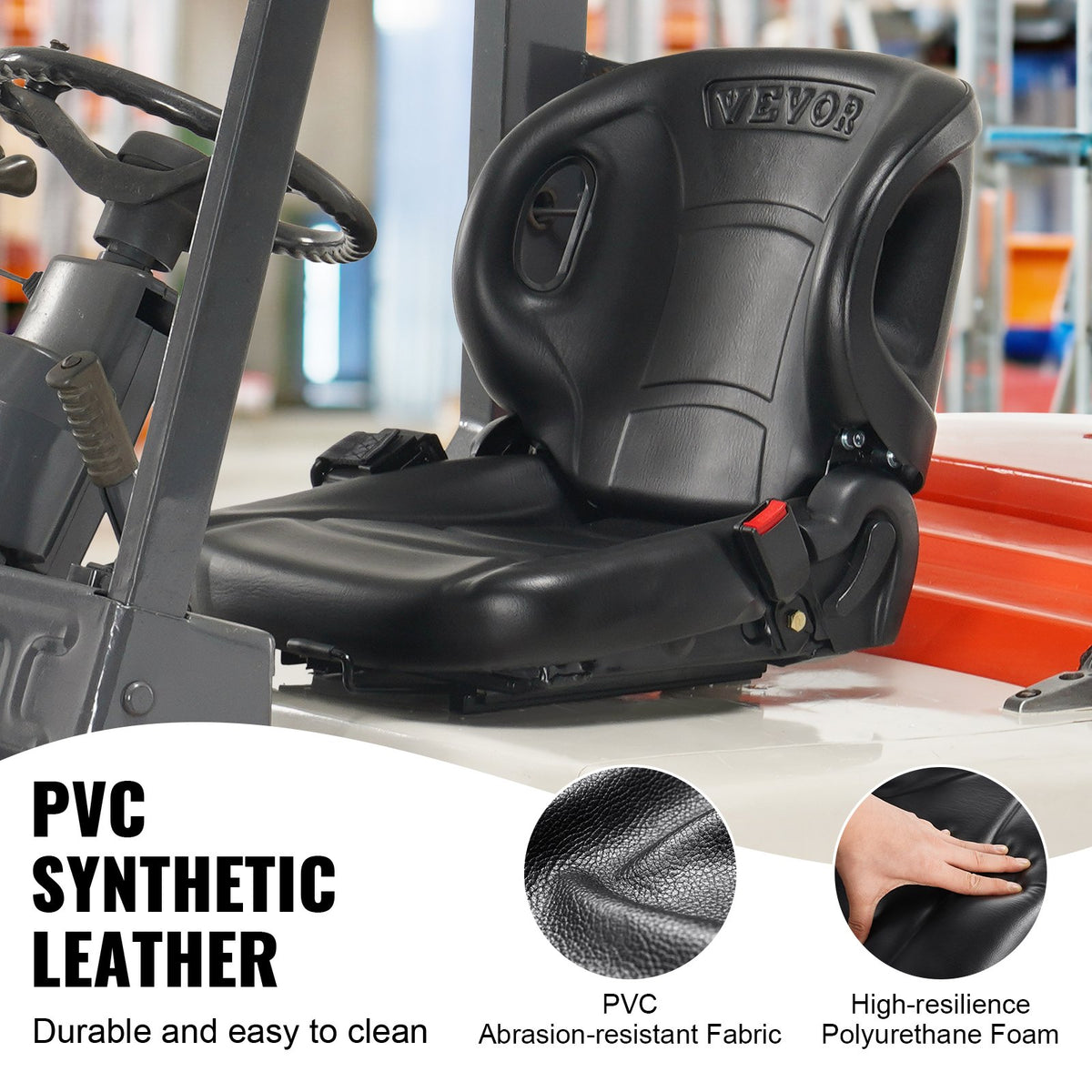 VEVOR Universal Loader Seat with Adjustable Backrest, Safety Belt and Micro Switch – Suitable for Tractor, Loader and Excavator