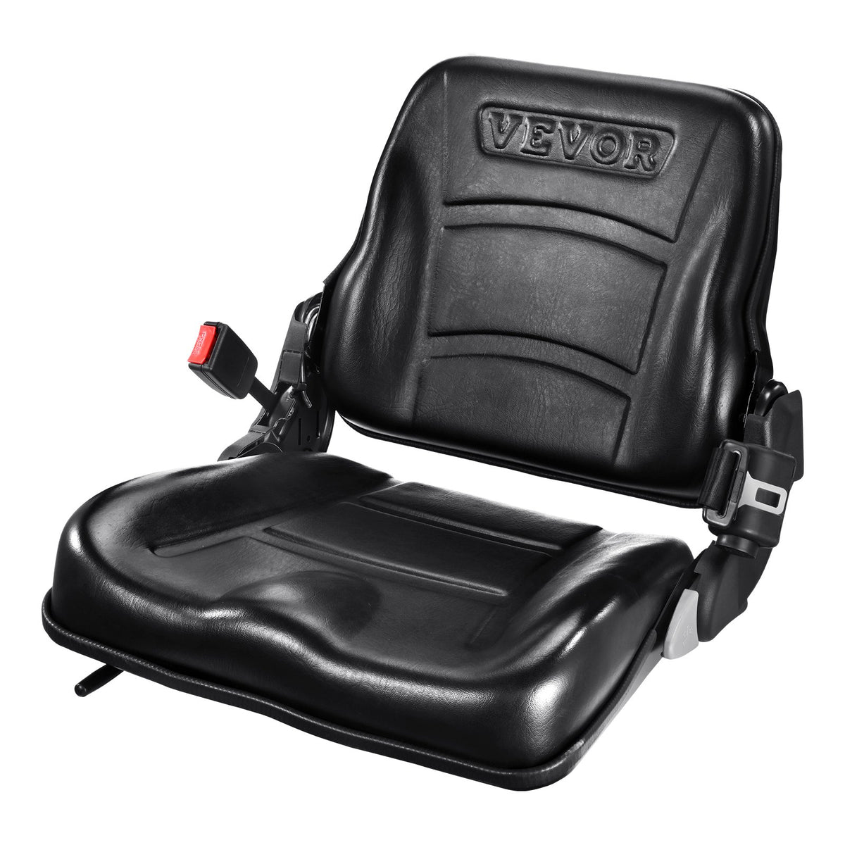 VEVOR Universal Loader Seat, Foldable Tractor Seat with Adjustable Backrest, Micro Switch, Spring-Loaded Safety Belt, 16-34 cm Seat