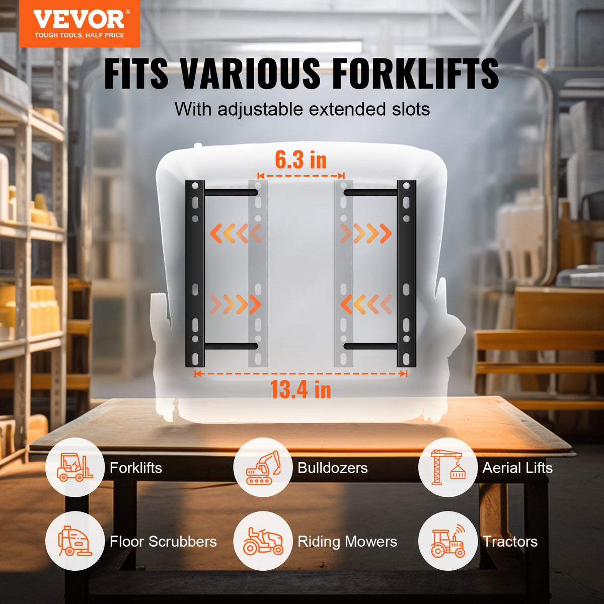 VEVOR Universal Loader Seat, Foldable Tractor Seat with Adjustable Backrest, Micro Switch, Spring-Loaded Safety Belt, 16-34 cm Seat