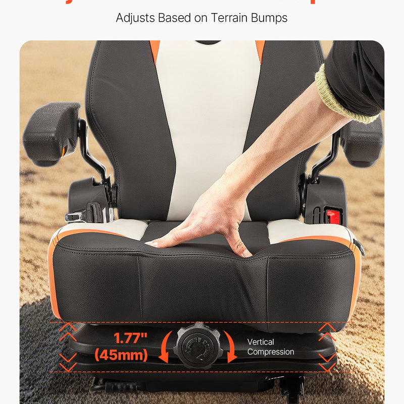 VEVOR universālais iekrāvēja sēdeklis ar nolokāmu atzveltni – regulējams traktora sēdeklis ar amortizāciju