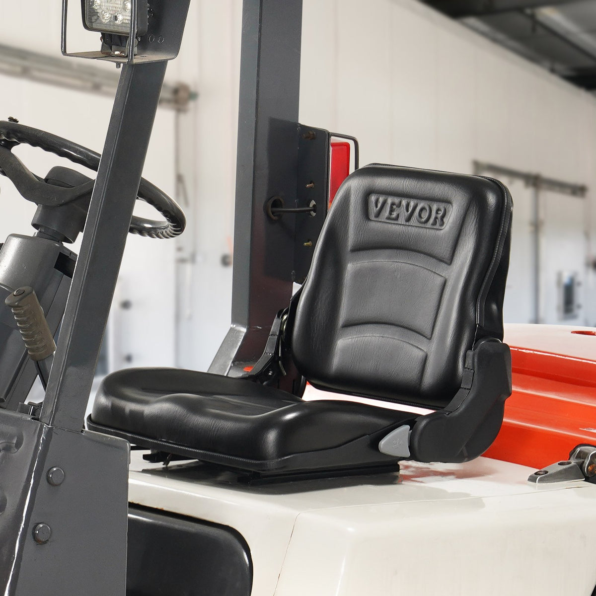 VEVOR Universal Loader Seat, Foldable Tractor Seat with Adjustable Backrest Angle and Micro Switch, 160–340 mm Rail Spacing, Suitable for Tractors, Loaders and Excavators
