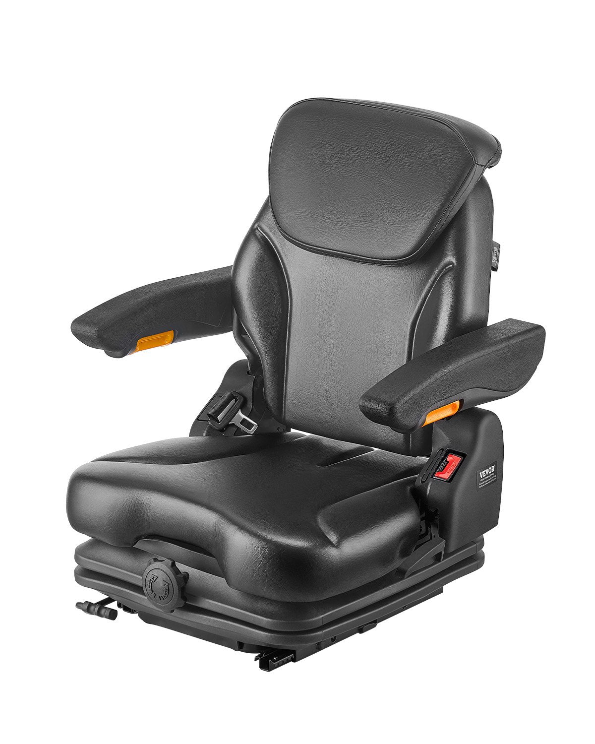 VEVOR Loader Seat, Foldable Tractor Trailer Seat with Adjustable Backrest and Headrest