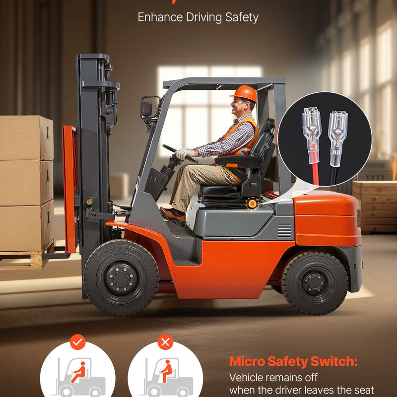 VEVOR iekrāvēja sēdeklis, nolokāms traktora piekares sēdeklis ar regulējamu atzveltni un galvas balstu