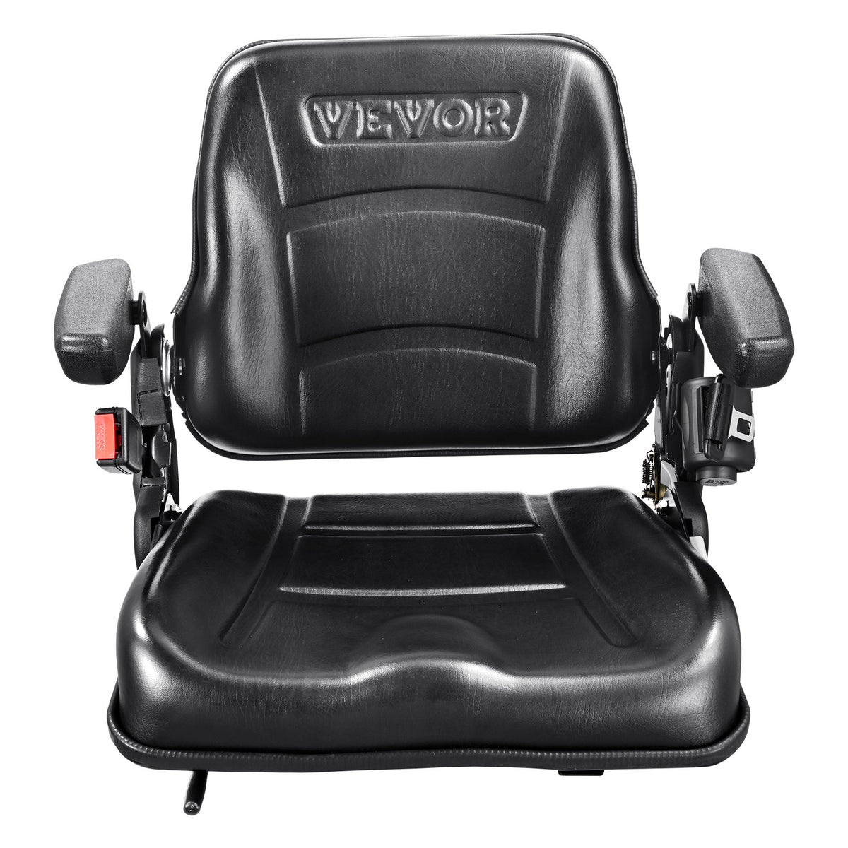 VEVOR Universal Loader Seat – Foldable Tractor Seat with Adjustable Backrest Angle, Micro Switch, Safety Belt and Armrests, 160–340 mm Mounting Holes – for Tractors, Loaders and Excavators