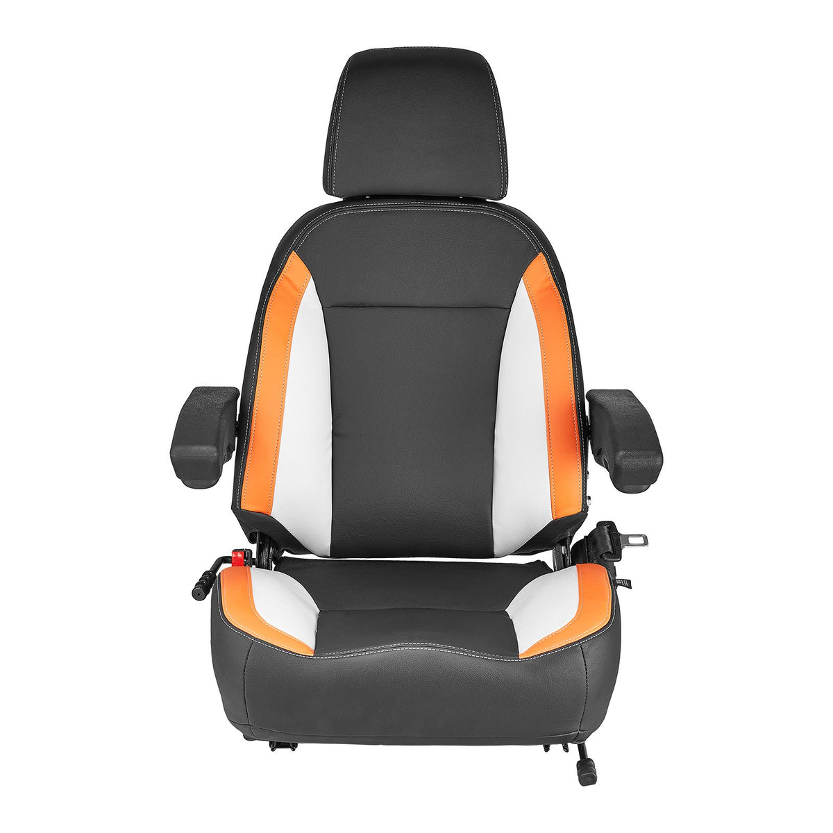 VEVOR Universal Loader Seat, Tractor Seat with Adjustable Backrest, Armrests, Headrest and Safety Belt, Safe Seat with Micro Switch, Ergonomic Lawn Mower Seat for Mini Loader and Bulldozer