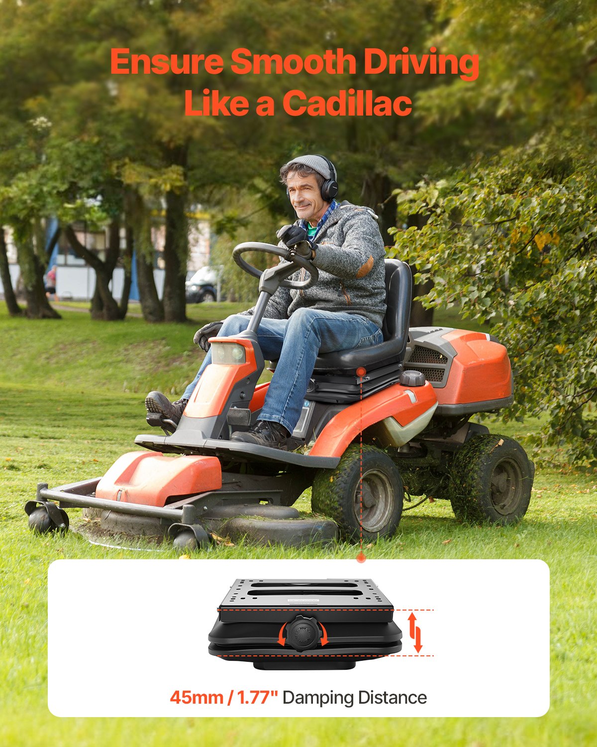 VEVOR Seat Suspension Kit without Sliding Rails, Suitable for Lawn Mowers, Loaders and Tractors