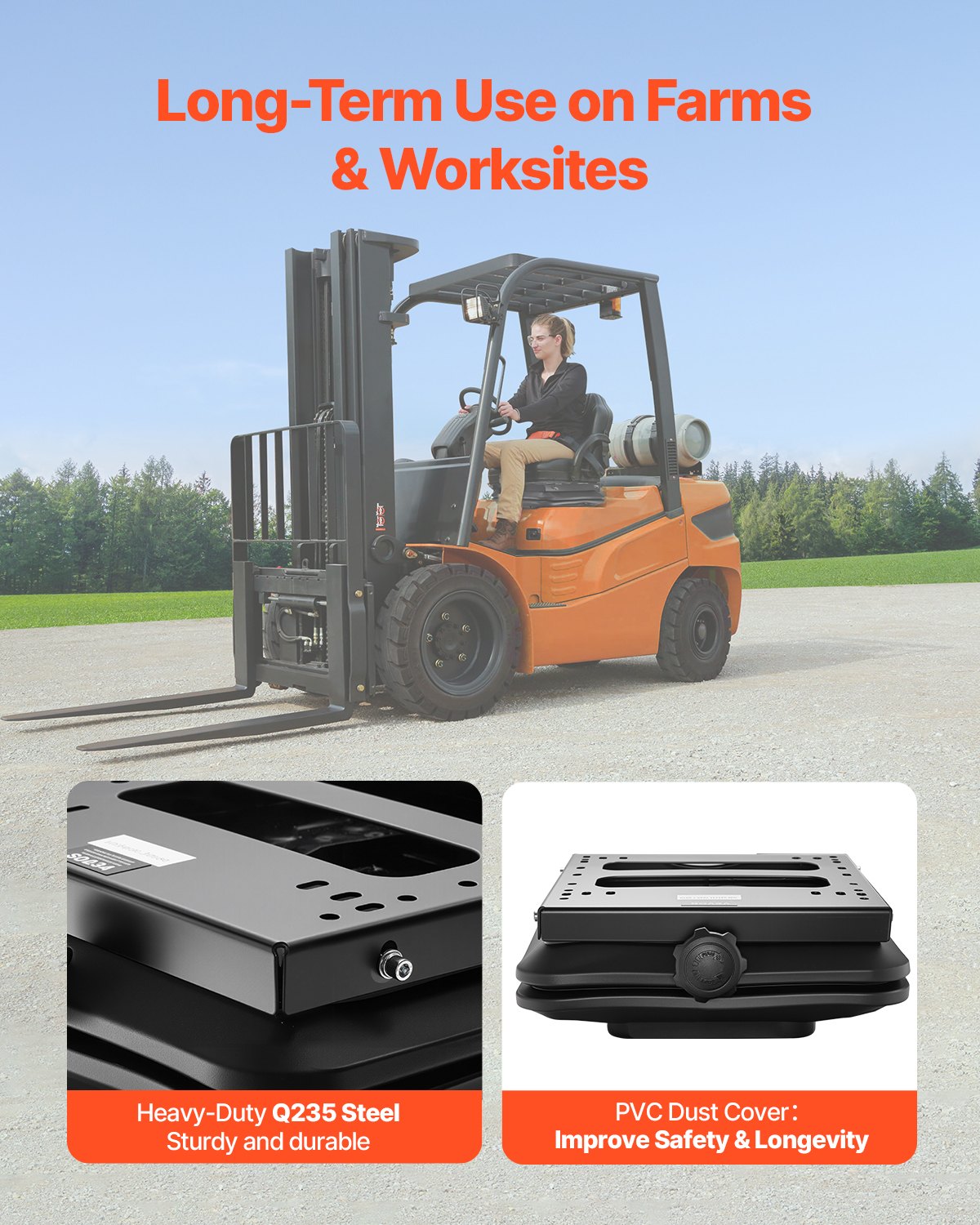 VEVOR Seat Suspension Kit without Sliding Rails, Suitable for Lawn Mowers, Loaders and Tractors