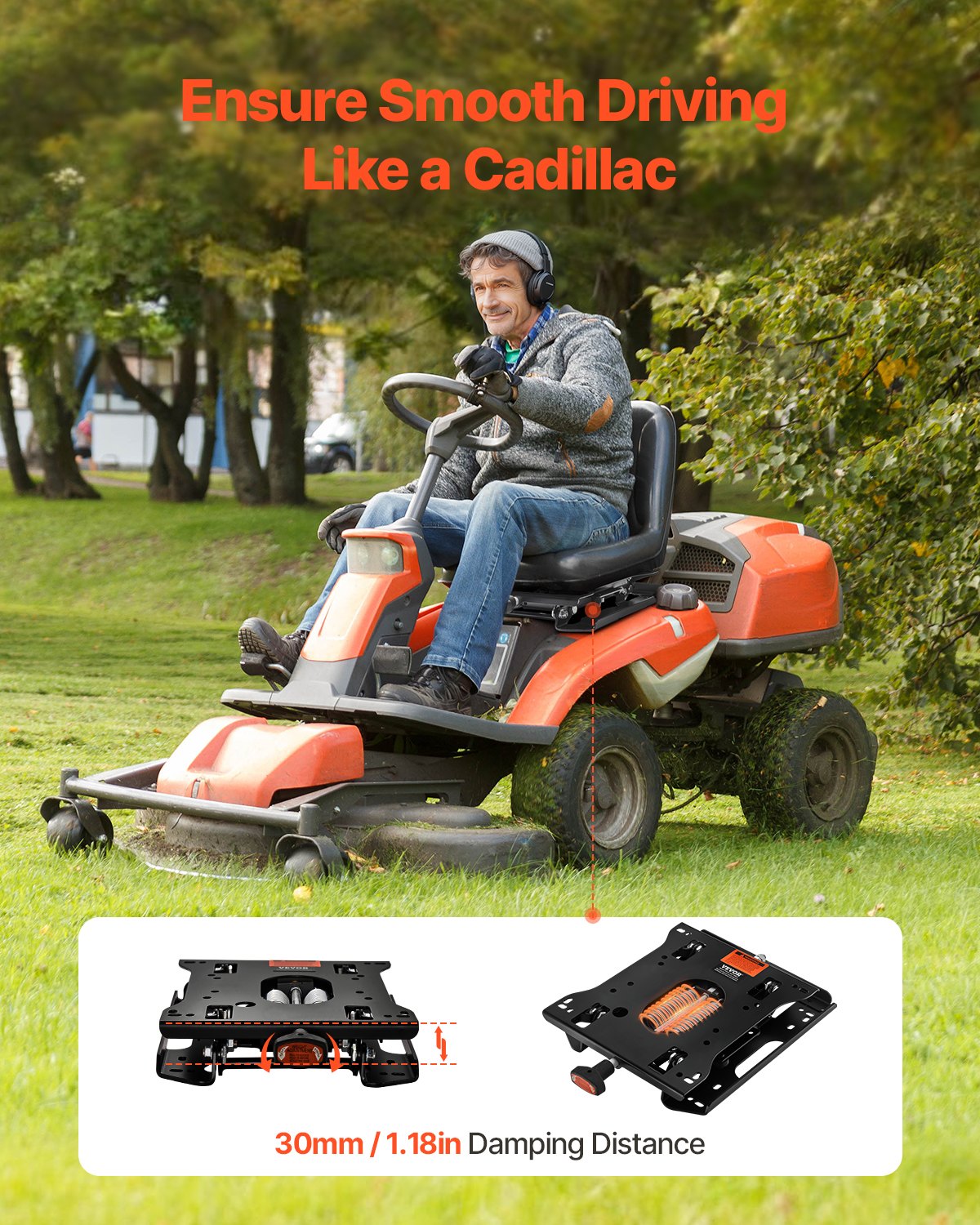 VEVOR Universal Seat Suspension Kit without Sliding Rails, Suitable for Lawn Mowers and Tractors