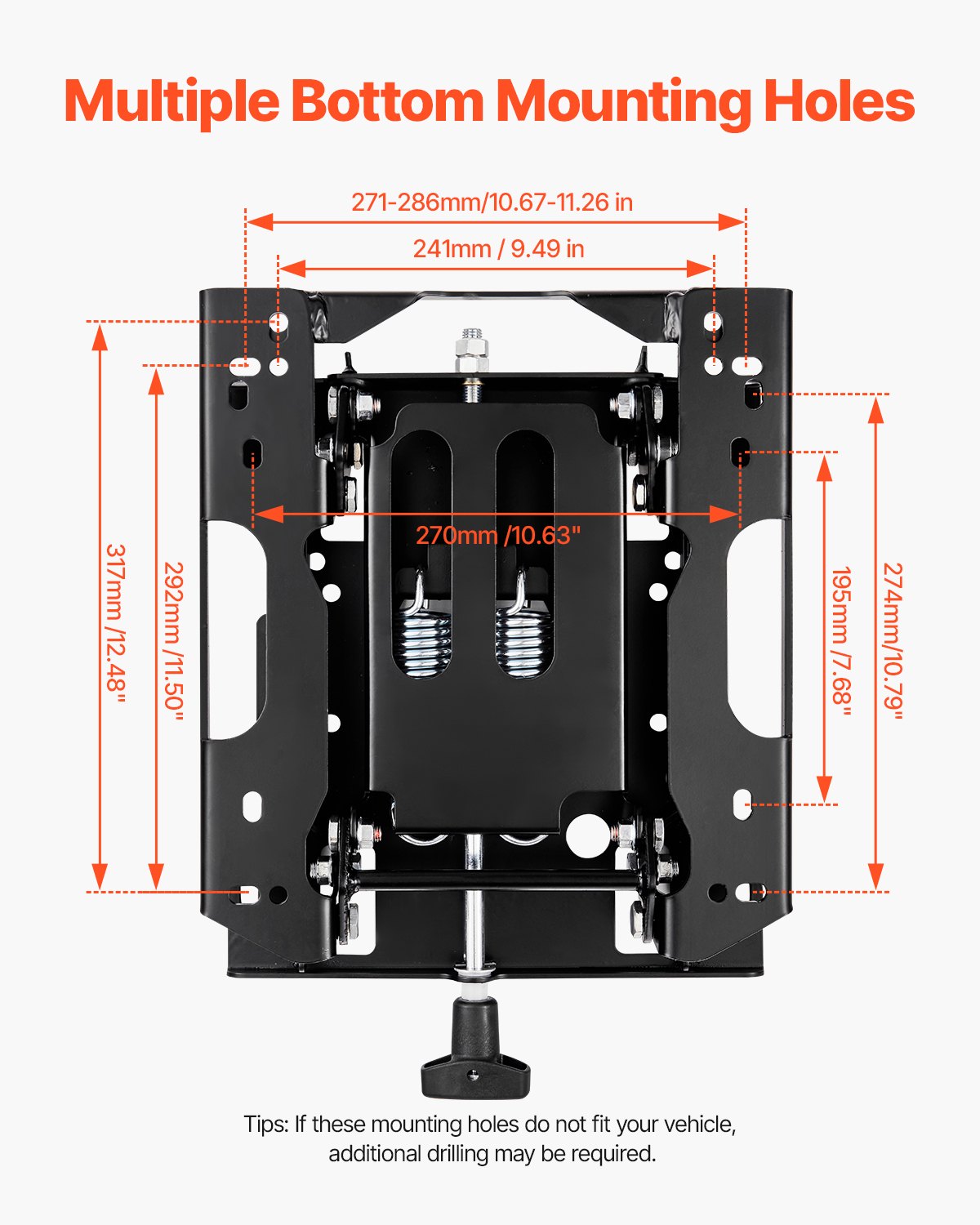 VEVOR Universal Seat Suspension Kit without Sliding Rails, Suitable for Lawn Mowers and Tractors