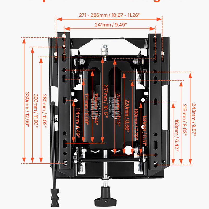 VEVOR universāls sēdekļa amortizācijas komplekts ar slīdni – piemērots zāles pļāvējiem un traktoriem