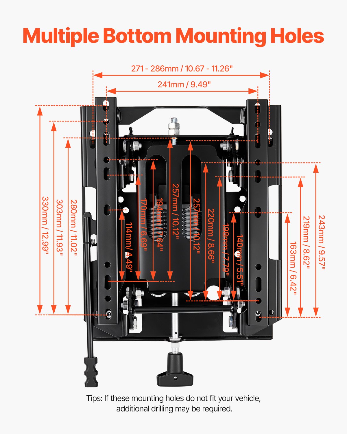 VEVOR Universal Seat Suspension Kit with Slide – Suitable for Lawn Mowers and Tractors