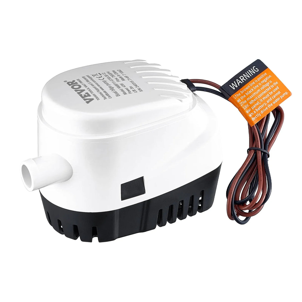 VEVOR 12V Automatic Submersible Boat Bilge Water Pump with Float Switch, 69 l/min Flow Rate, 29 mm Discharge Diameter, Suitable for Boats, Ponds, Pools and Basements