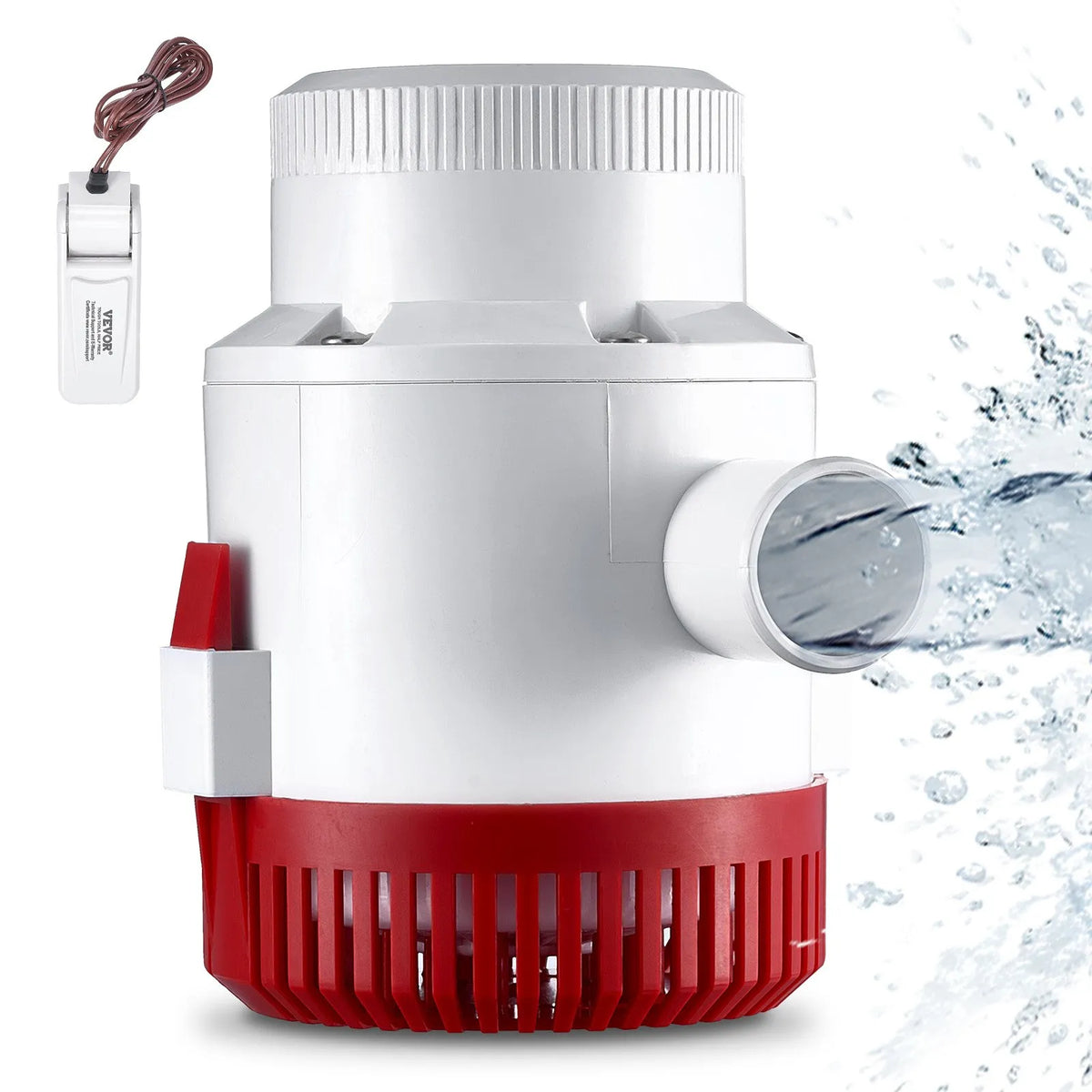 VEVOR 12V Automatic Submersible Boat Bilge Water Pump with Float Switch, 189 L/min Flow Rate, 40 mm Discharge Diameter, Suitable for Boats, Ponds, Pools and Basements
