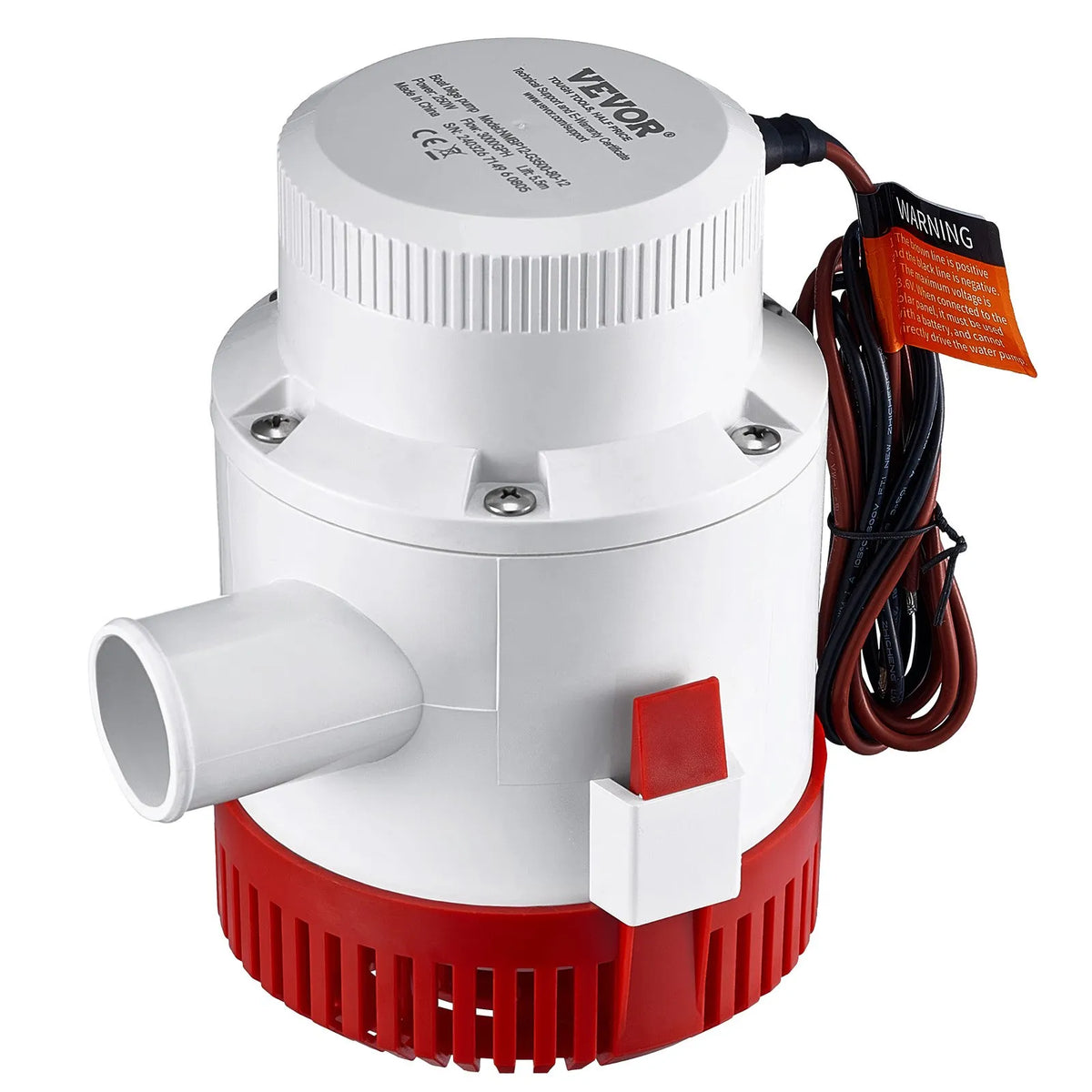 VEVOR 12V Automatic Submersible Boat Bilge Water Pump with Float Switch, 189 L/min Flow Rate, 40 mm Discharge Diameter, Suitable for Boats, Ponds, Pools and Basements