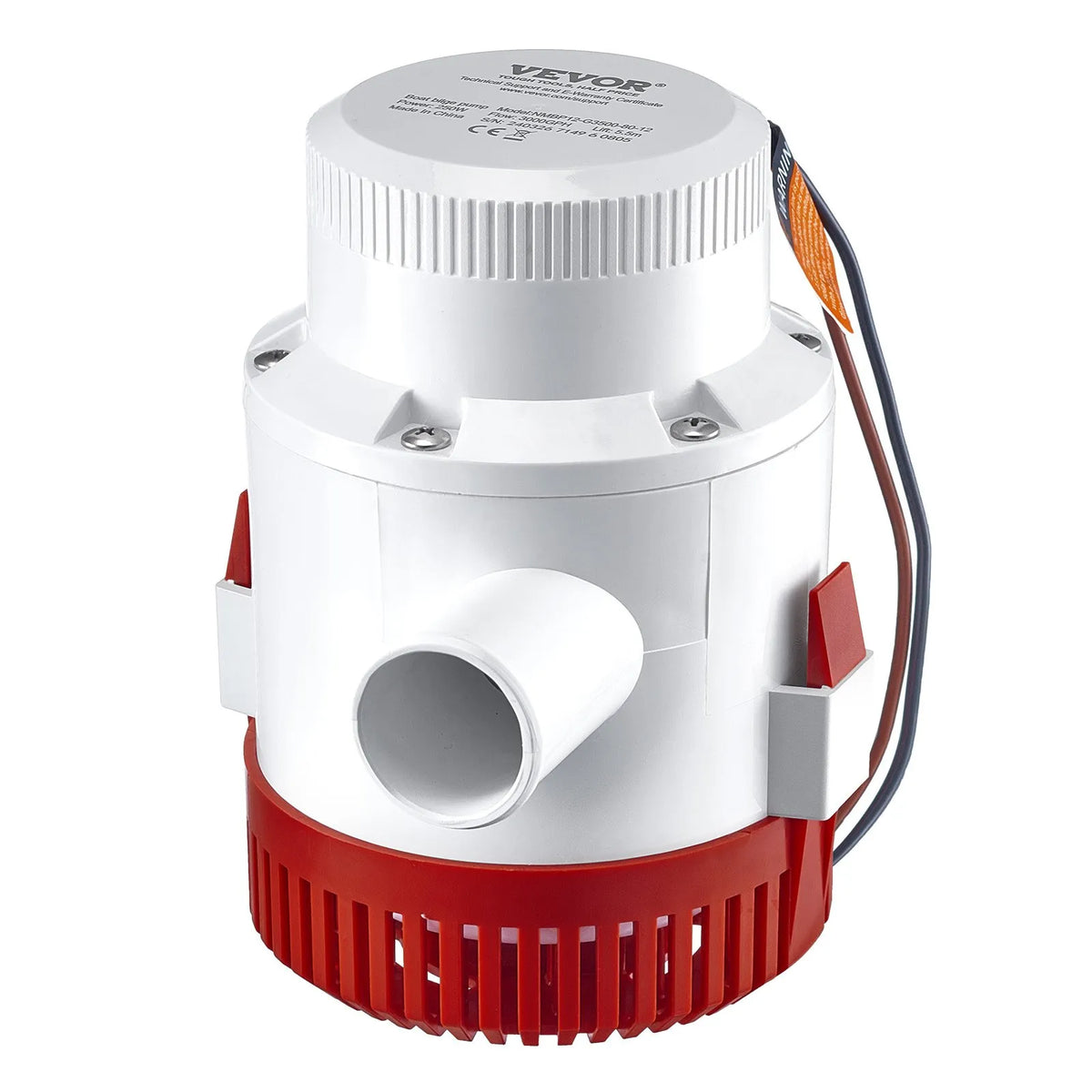 VEVOR 12V Automatic Submersible Boat Bilge Water Pump with Float Switch, 189 L/min Flow Rate, 40 mm Discharge Diameter, Suitable for Boats, Ponds, Pools and Basements