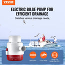 VEVOR 12 V automātiska iegremdējama laivas bilžas ūdens sūknis ar pludiņa slēdzi, caurplūdums 189 l/min, izplūdes diametrs 40 mm, piemērots laivām, dīķiem, baseiniem un pagrabiem