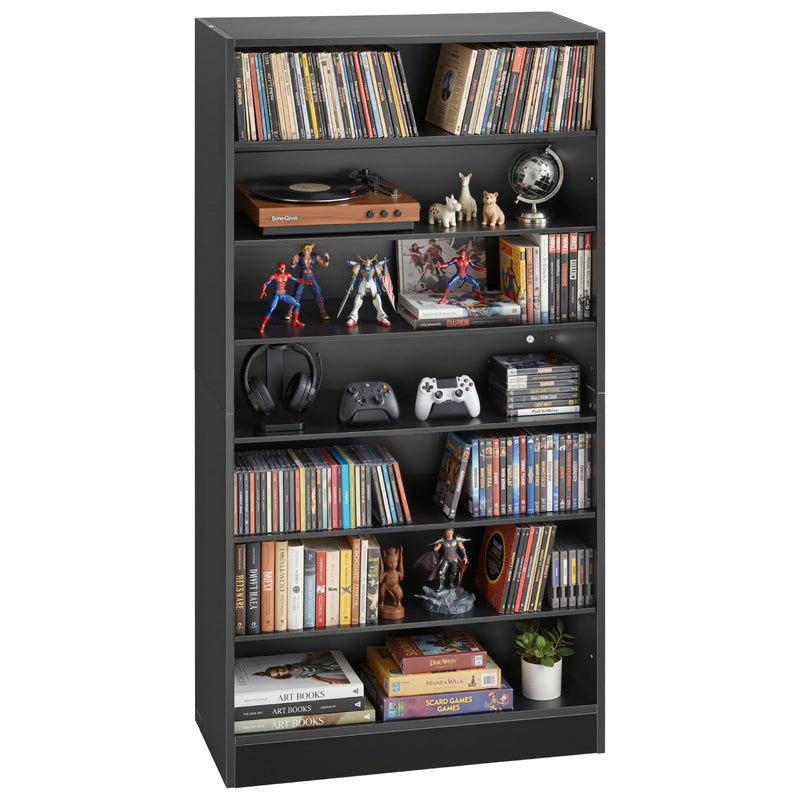 VEVOR multimediju uzglabāšanas skapis ar 7 līmeņiem, DVD plauktu organizators 700 x 300 x 1400 mm CD, DVD, grāmatām un spēlēm, plaukts viesistabai, mājas birojam un ierakstu telpai - ZEMLETES.LV