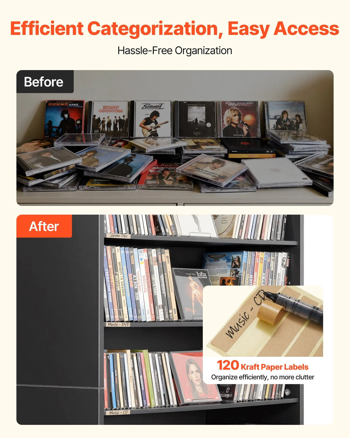 VEVOR multimediju uzglabāšanas skapis ar 7 līmeņiem, DVD plauktu organizators 700 x 300 x 1400 mm CD, DVD, grāmatām un spēlēm, plaukts viesistabai, mājas birojam un ierakstu telpai - ZEMLETES.LV
