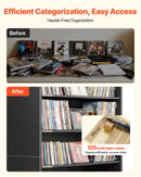 VEVOR multimediju uzglabāšanas skapis ar 7 līmeņiem, DVD plauktu organizators 700 x 300 x 1400 mm CD, DVD, grāmatām un spēlēm, plaukts viesistabai, mājas birojam un ierakstu telpai - ZEMLETES.LV