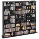 VEVOR multimediju uzglabāšanas skapis ar 8 līmeņiem, DVD plauktu organizators 142 x 22 x 130 cm CD, DVD, grāmatām un spēlēm, plaukts viesistabai, mājas birojam un ierakstu telpai, melns - ZEMLETES.LV