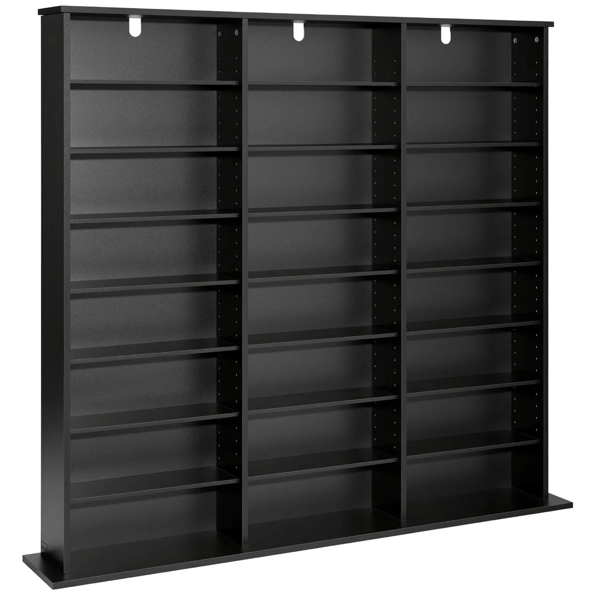VEVOR multimediju uzglabāšanas skapis ar 8 līmeņiem, DVD plauktu organizators 142 x 22 x 130 cm CD, DVD, grāmatām un spēlēm, plaukts viesistabai, mājas birojam un ierakstu telpai, melns - ZEMLETES.LV